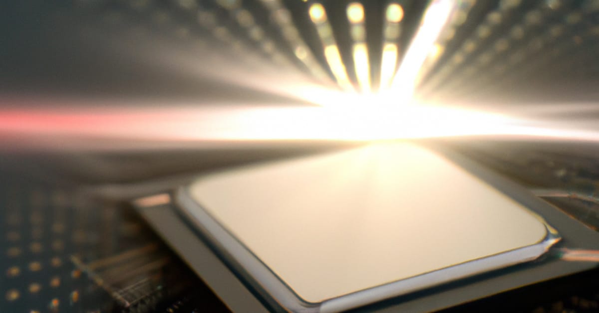 Computer chip with the horizon in the background