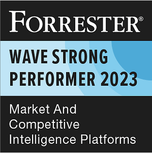 Forrester 2023 Q2 Market and Competitive Intelligence Platforms Strong Performer logo.